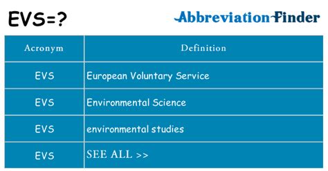 evs meaning|what does evs stand for.
